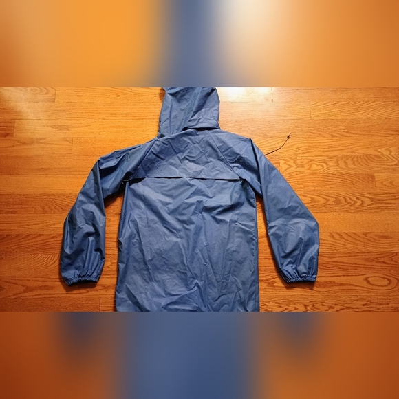 Columbia VINTAGE Men’s‎ Medium Hooded Rain Jacket Blue Vented PVC with Hard Brim - Picture 7 of 7
